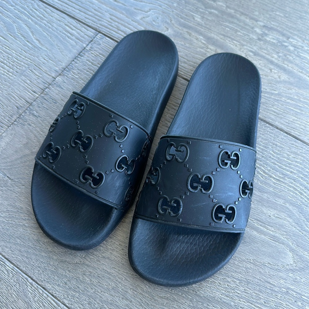Gucci Black Slides, 38